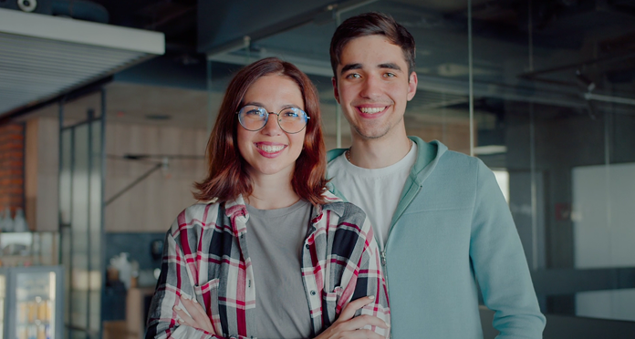 Couple smiling