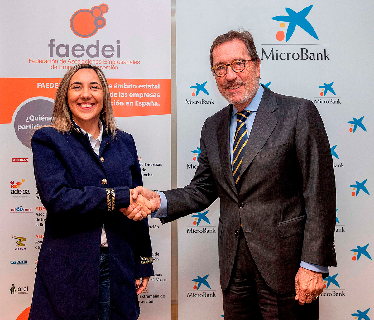 Guadalupe Martín, Presidenta de FAEDEI i Antonio Vila, President de MicroBank