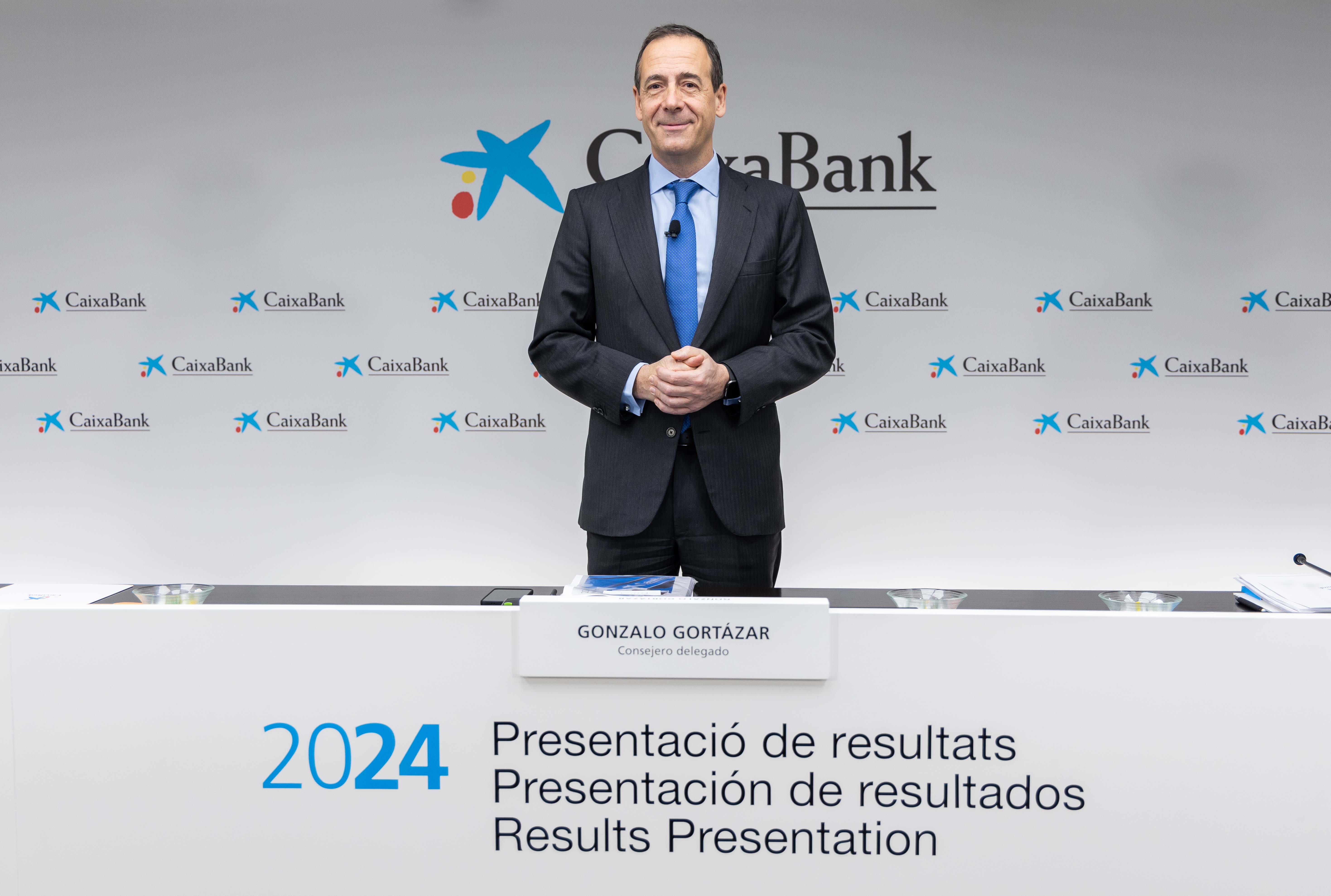 El consejero delegado de CaixaBank, Gonzalo Gortázar, en la presentación de Resultados 2024.